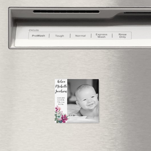 2 "x2" Geboorte Aankondiging Magneet Tropische Blo (Insitu (Vaatwasser))