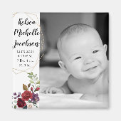 2 "x2" Geboorte Aankondiging Magneet Wit Rozen Gou (Voorkant)