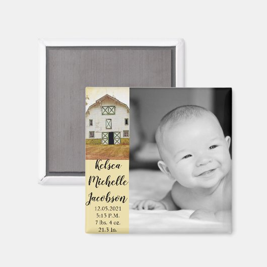 2 "x2" geboorte aankondiging magneet zonsondergang (Voorkant / Achterkant)