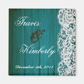 2 "x2" gunstmagneet verstrooid Blauwgroen houtkant Magneet (Voorkant)