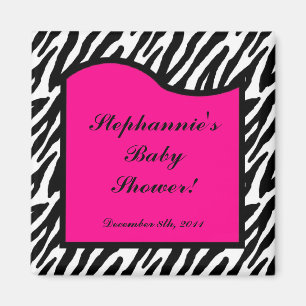 2 "x2" Magneet Favor Hot Pink Zebra Animal Print