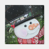 2 "x2" Patchwork Snowman Square Magnet (Voorkant)