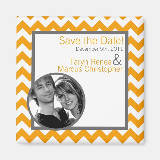 2 "x2" Save the Date Magneet Geel Grijs Gra Chevro (Voorkant)
