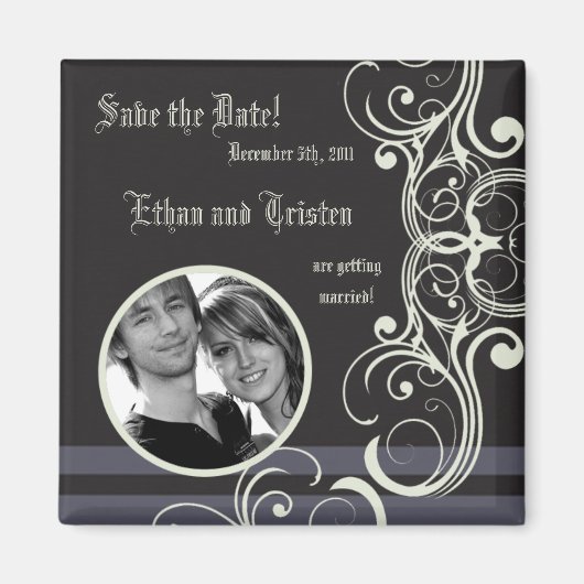 2 "x2" Save the Date Magnet Black Stropdas Affair (Voorkant)