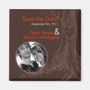 2 "x2" Save the Date Magnet Herfst Tree Initiaal C