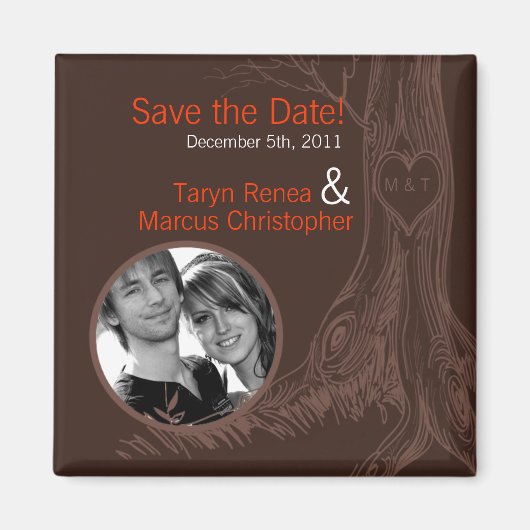 2 "x2" Save the Date Magnet Herfst Tree Initiaal C (Voorkant)