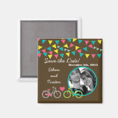 2 "x2" Save the Date Magnet Love Lovers Fietsen Bi (Voorkant / Achterkant)