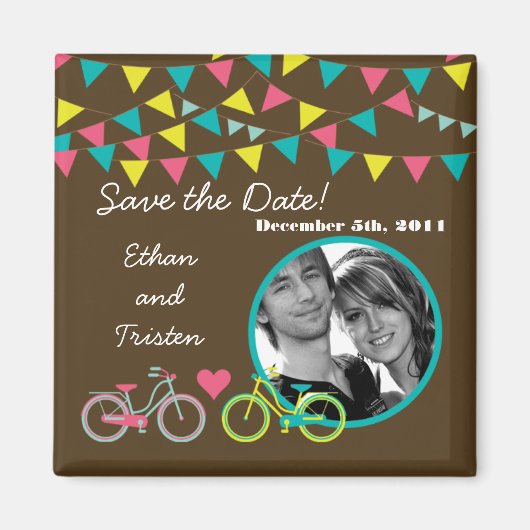2 "x2" Save the Date Magnet Love Lovers Fietsen Bi (Voorkant)