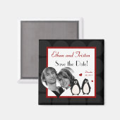 2 "x2" Save the Date Magnet Penguin Love Couple Ma (Voorkant / Achterkant)