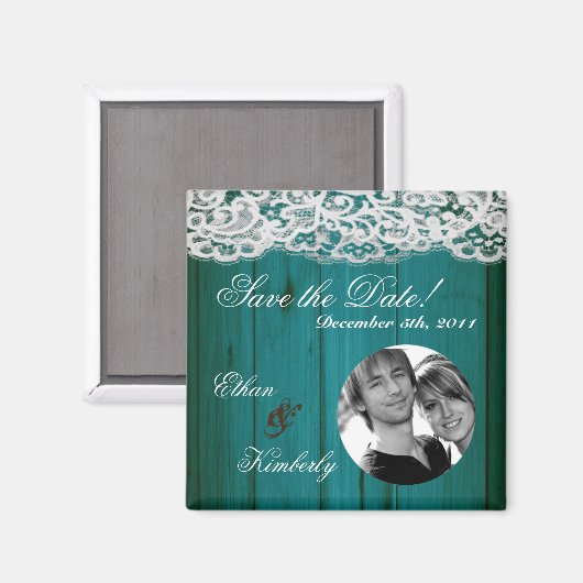 2 "x2" Save the Date Magnet Verspreid Blauwgroen H (Voorkant / Achterkant)