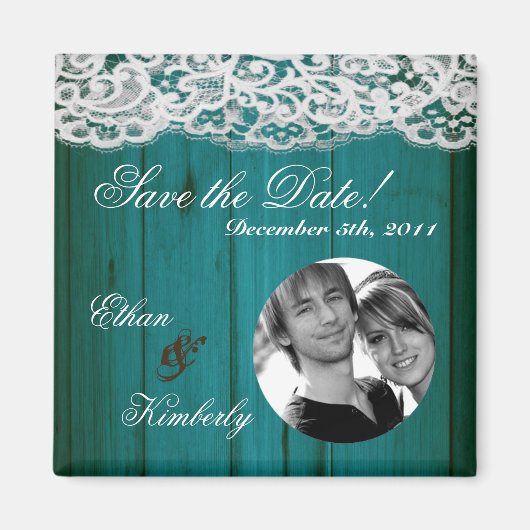 2 "x2" Save the Date Magnet Verspreid Blauwgroen H (Voorkant)