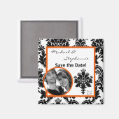 2 "x2" Save the Date Magnet Zwart Sinaasappel Dama (Voorkant / Achterkant)