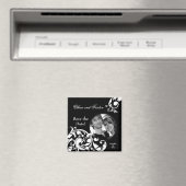 2"x2" Sparen de Datum Magnet Zwarte Floral (Insitu (Vaatwasser))