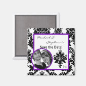 2"x2" Sparen de Datum Paarse Damask Magnet (Voorkant / Achterkant)