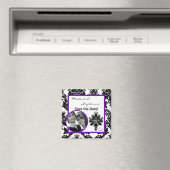 2"x2" Sparen de Datum Paarse Damask Magnet (Insitu (Vaatwasser))