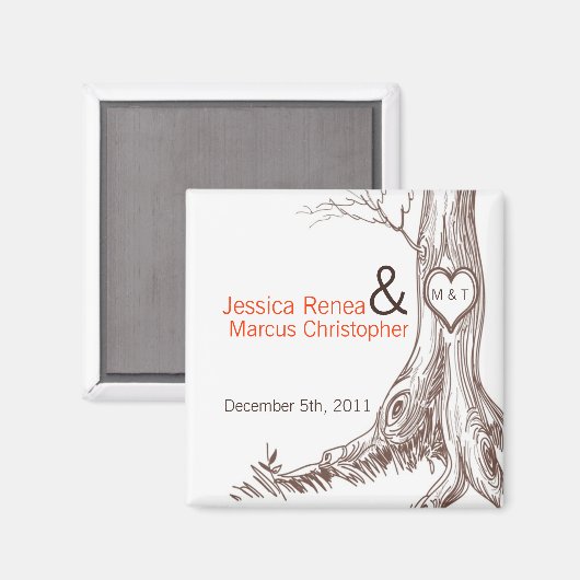 2 "x2" voorkeur Magneet Herfst Tree Initiaal Carvi (Voorkant / Achterkant)