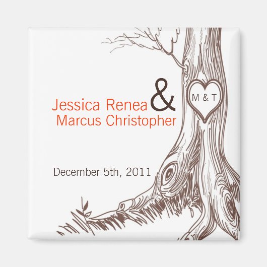 2 "x2" voorkeur Magneet Herfst Tree Initiaal Carvi (Voorkant)