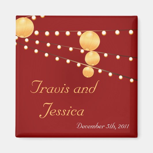 2 "x2" voorkeur magneetpapier lantaarns op rood Ch Magneet (Voorkant)