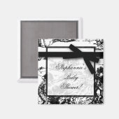 2 "x2" Zwart Wit Toile Fabric Magnet Favoriet (Voorkant / Achterkant)