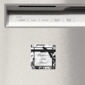 2 "x2" Zwart Wit Toile Fabric Magnet Favoriet (Insitu (Vaatwasser))