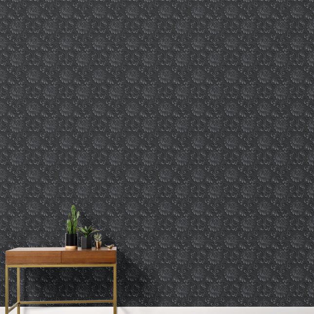 2' x 12' Damask Patroon Getextureerde Vinyl Behang (Hal)