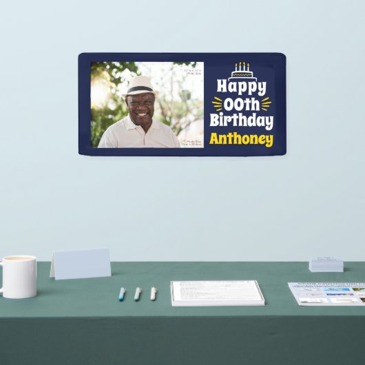 2’ x 1’ Happy Birthday elk jaar foto-banner Spandoek (Beurs)
