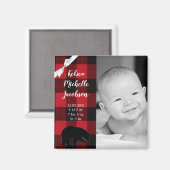 2 x 2 inch geboorteaankondiging Magnet Red Buffalo (Voorkant / Achterkant)
