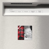 2 x 2 inch geboorteaankondiging Magnet Red Buffalo (Insitu (Vaatwasser))