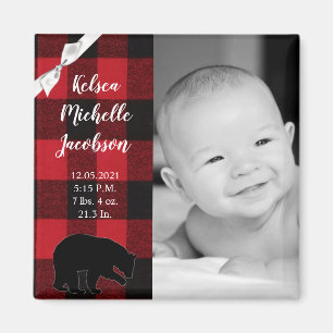 2 x 2 inch geboorteaankondiging Magnet Red Buffalo