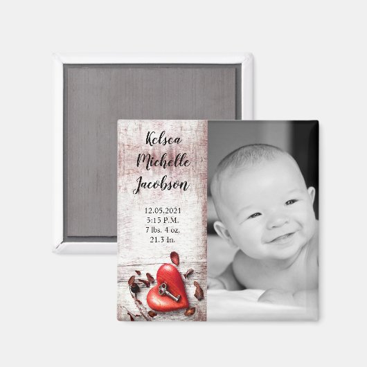2 x 2 inch geboortebevestiging Magnet Country Wood (Voorkant / Achterkant)