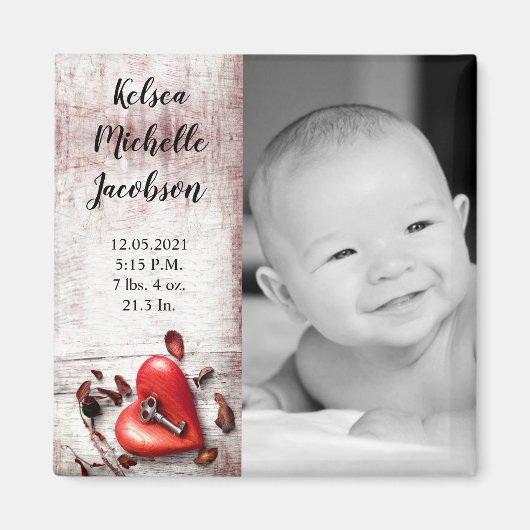 2 x 2 inch geboortebevestiging Magnet Country Wood (Voorkant)