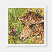 2 x 2 inch MAGNET BABY GIRAFFE & DRAGONFLY (Voorkant)