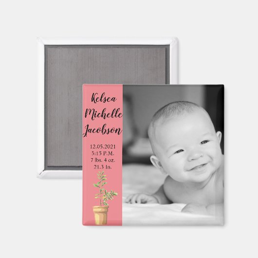 2 x 2 jaar geboorteaankondiging Magnet Bohemian Ca (Voorkant / Achterkant)