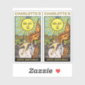 2 x 30e Verjaardag Zon Tarot Kaart Naam & Foto Sticker (Vel)