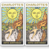 2 x 30e Verjaardag Zon Tarot Kaart Naam & Foto Sticker (Voorkant)