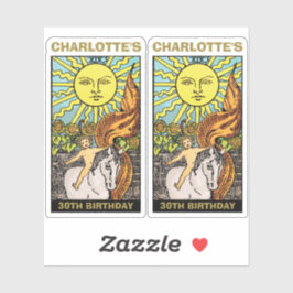 2 x 30e verjaardag Zon Tarotkaart Naam & Foto Sticker