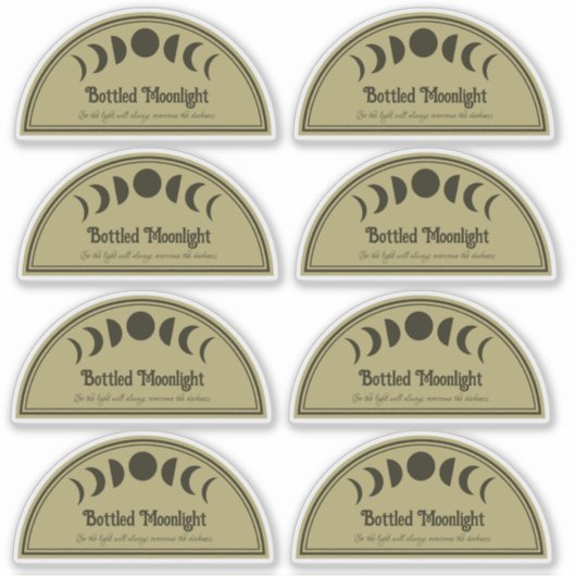 2 "x 4" Semi Cirkel Maan Potion Flessenetiketten Sticker (Voorkant)
