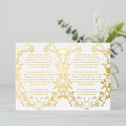 2 X DETAILS Krans Gedroogde Wildbloem Folie Uitnodiging (Staand Voorkant)