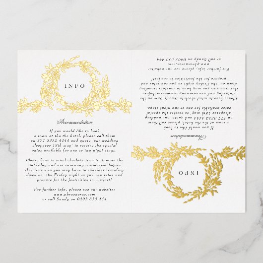 2 X DETAILS Monogram Crest Classic Elegant Bruilof Folie Uitnodiging (Voorkant)