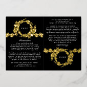 2 X DETAILS Monogram Crest Premium Wedding Gold Folie Uitnodiging (Voorkant)