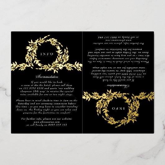2 X DETAILS Monogram Crest Premium Wedding Gold Folie Uitnodiging (Voorkant)
