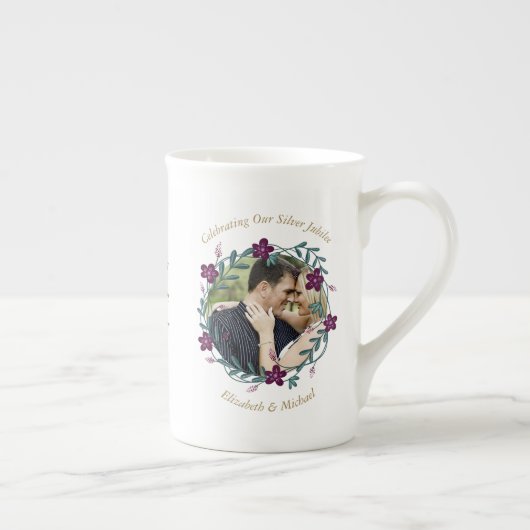 2 x Photo Wedding Jubileum OM HET EVEN WELKE JAAR Porselein Kop (Rechts)