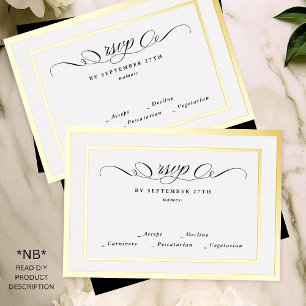 2 X RSVP doe-het-zelf-formele gouden kader trouwre Folie Uitnodiging