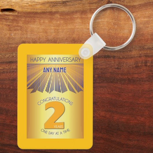 2 Year Sober Anniversary | Golden Ray 12 Step Sleutelhanger (Achterkant)