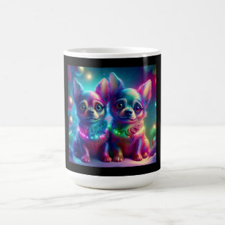 2 Young Chihuahua Pups In Colorful Christmas Scene Koffiemok