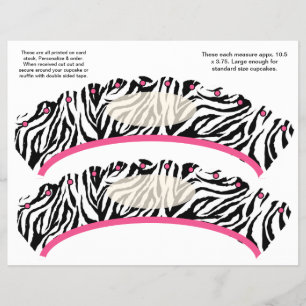 2 Zebra ontwerp Aangepaste Cupcake Verpakkingen Flyer