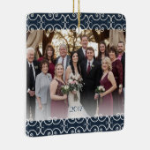  2 zeehondenblauw elegante scrollers keramisch ornament (Rechts)