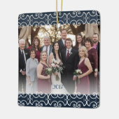  2 zeehondenblauw elegante scrollers keramisch ornament (Links)