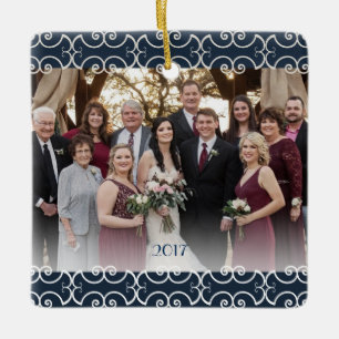 2 zeehondenblauw elegante scrollers keramisch ornament