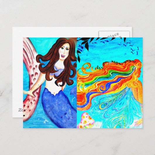 2 zeemeermin briefkaart (Voorkant / Achterkant)